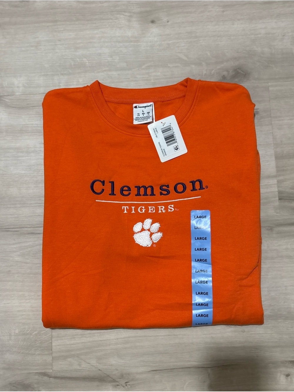 NWT Champion Clemson Tigers Orange Crewneck SweatShirt Sz Large